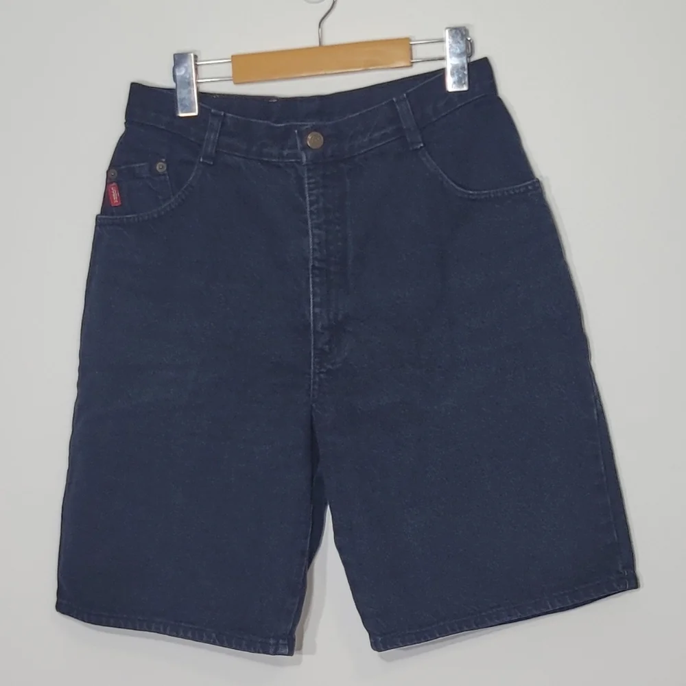 COBRA JEANS Vintage Black 100% Cotton Wide Leg Short Unisex Oversized Size 31 - Picture 1 of 14